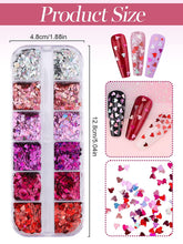 Load image into Gallery viewer, Kalolary 24 Grids Holographic Heart Nail Art Glitter Sequins