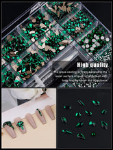 Load image into Gallery viewer, Kalolary Green Professional Nail Rhinestones Kit