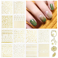 Load image into Gallery viewer, Kalolary 12 Sheets Gold Self-Adhesive Nail Stickers