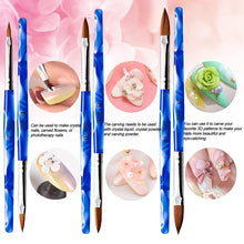 Load image into Gallery viewer, Kalolary 6Pcs Blue Acrylic Nail Brush with 2Pcs Nail Art Dappen Dish Set