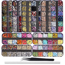 Load image into Gallery viewer, Kalolary 10 Boxes Nail Art Rhinestones