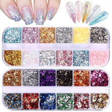 Load image into Gallery viewer, Kalolary 24 Grid Holographic Nail Art Foil Flakes