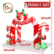 Load image into Gallery viewer, Kalolary 13FT Christmas Inflatables Archway Outdoor Decorations, Giant Xmas Candy Arch Inflatable Stereoscopic Blow up Christmas Yard Decoration with Build-in LED Lights for Garden Lawn Party Decor
