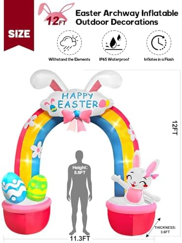 KALOLARY 12FT Easter Holidays Inflatable Archway - display detail