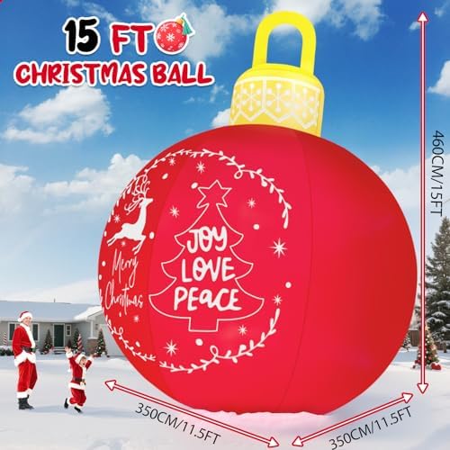 KALOLARY 15FT Giant Merry Bell With Ornaments Ball Blow Christmas Yard Inflatable - display detail