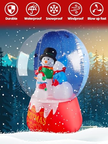 KALOLARY 6FT Snow Globe Snowmen Family With Colorful Chritsmas Christmas Yard Inflatable - additional angle