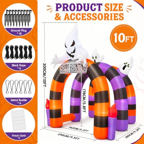 KALOLARY 10FT Ghost Halloween Inflatable Archway - display detail
