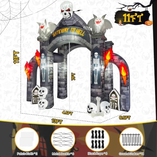 KALOLARY 13FT Cemetery Halloween Inflatable Archway - display detail