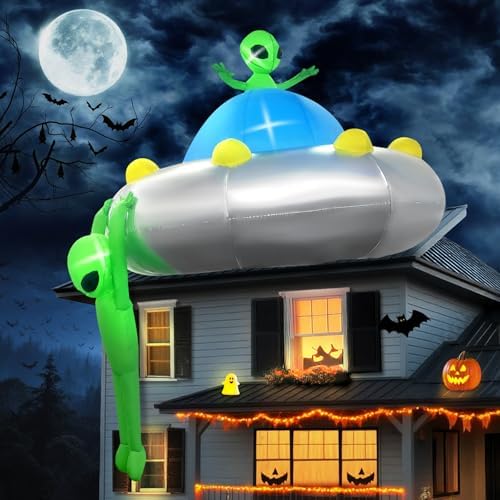 KALOLARY 6FT UFO Alien Halloween Yard Inflatable - additional angle