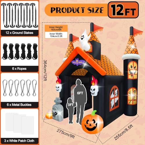 KALOLARY 12FT Pumpkin Halloween Inflatable Archway - additional angle