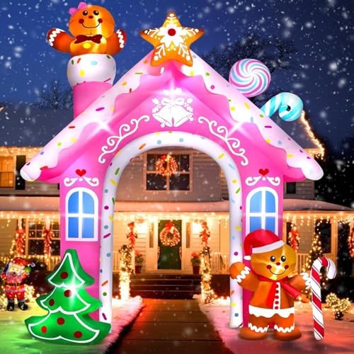 KALOLARY 12FT Gingerbread Man Christmas Inflatable Archway - additional angle