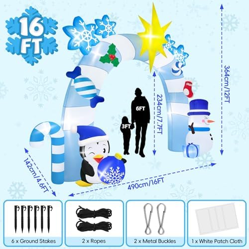 KALOLARY 16FT Snowman Christmas Inflatable Archway - package contents