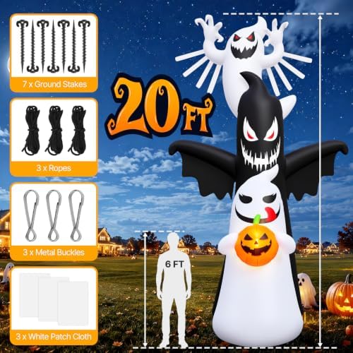 KALOLARY 20FT Ghost Halloween Yard Inflatable - display detail
