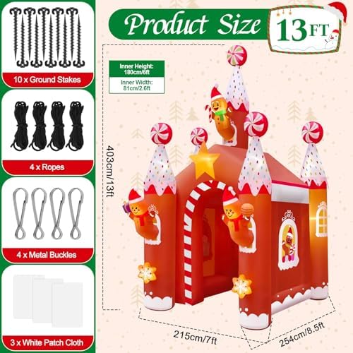 KALOLARY 13FT Gingerbread Man Christmas Inflatable Archway - display detail