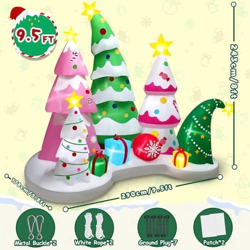 KALOLARY 9FT Tree Set Blow Up Tree For Home Christmas Yard Inflatable - additional angle