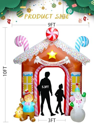 KALOLARY 10FT Gingerbread Man Christmas Inflatable Archway - additional angle