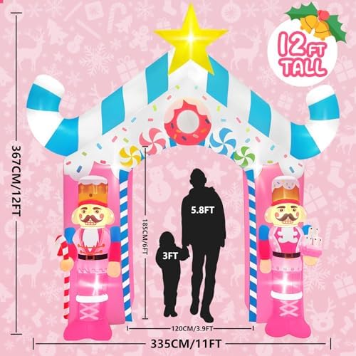 KALOLARY 12FT Archway With Pink Soldier Blow Up For Christmas Inflatable Archway - additional angle