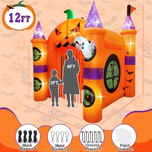 KALOLARY 12FT Pumpkin Halloween Inflatable Archway - display detail