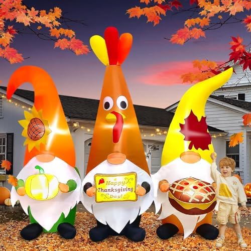 KALOLARY 7FT Thanksgiving Day With Thanksgiving Three Gnome Fall Holidays Yard Inflatable - package contents