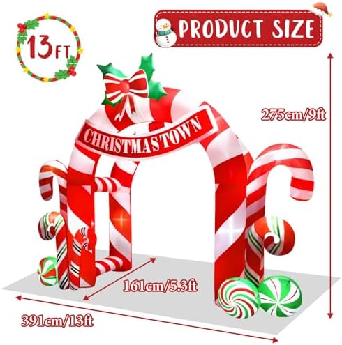 KALOLARY 13FT Candy Christmas Inflatable Archway - display detail