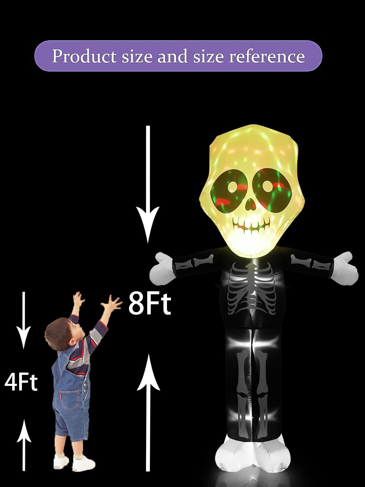 KALOLARY 8FT Ghost Halloween Yard Inflatable - lighted yard display