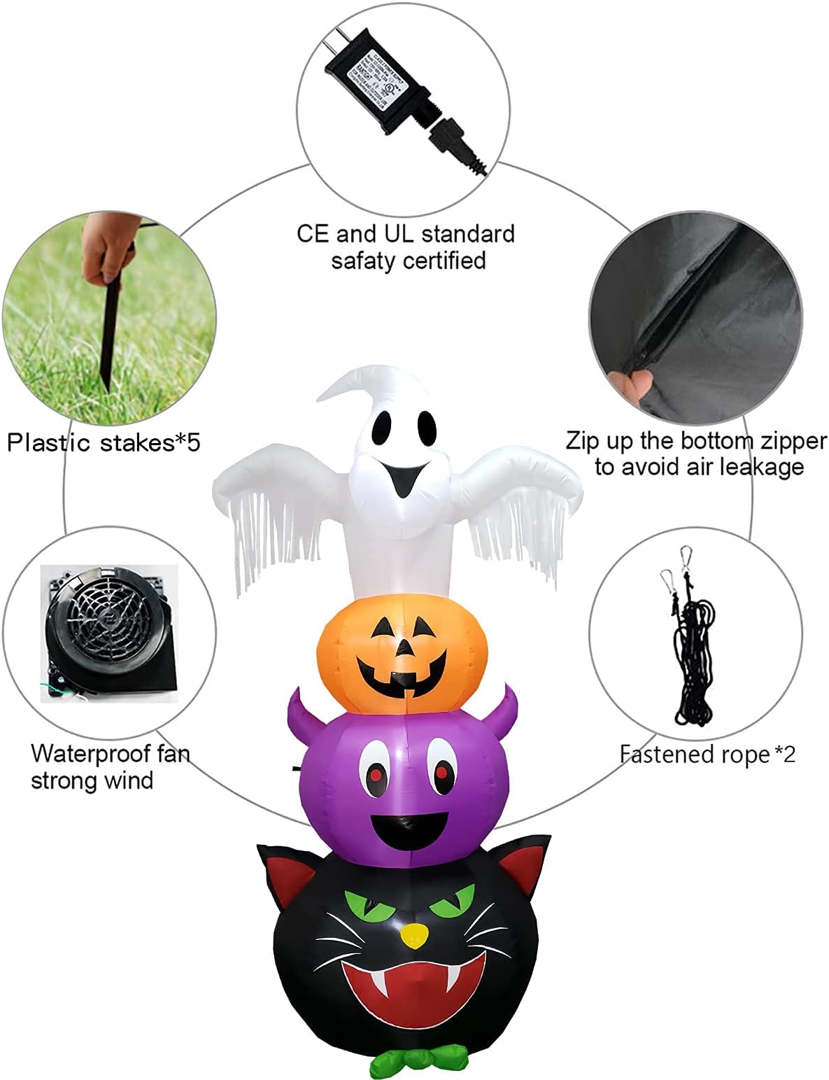 KALOLARY 8FT Pumpkin Halloween Yard Inflatable - lighted yard display