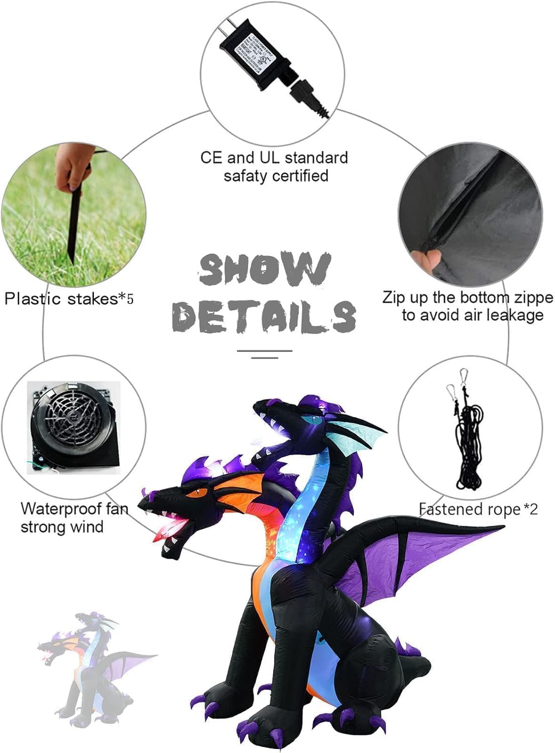 KALOLARY 7FT Dragon Decor Perfect For Halloween Yard Inflatable - outdoor scene