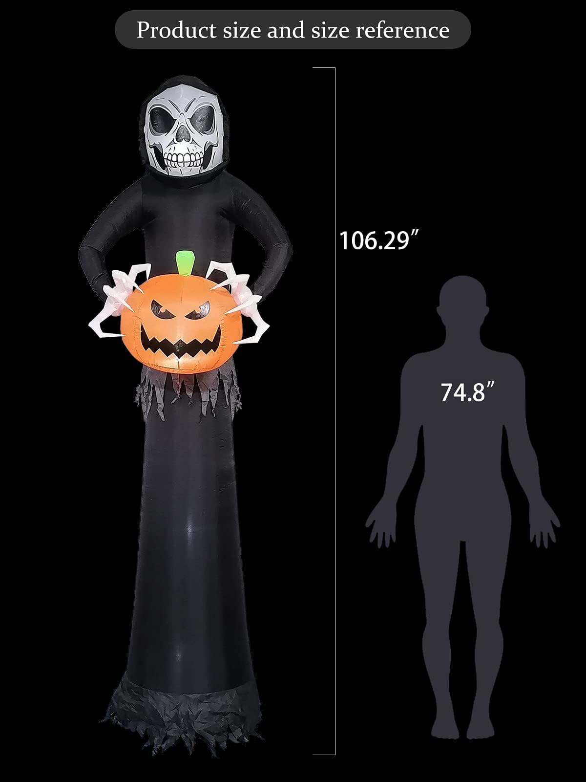 KALOLARY 8.8FT Ghost Halloween Yard Inflatable - size reference