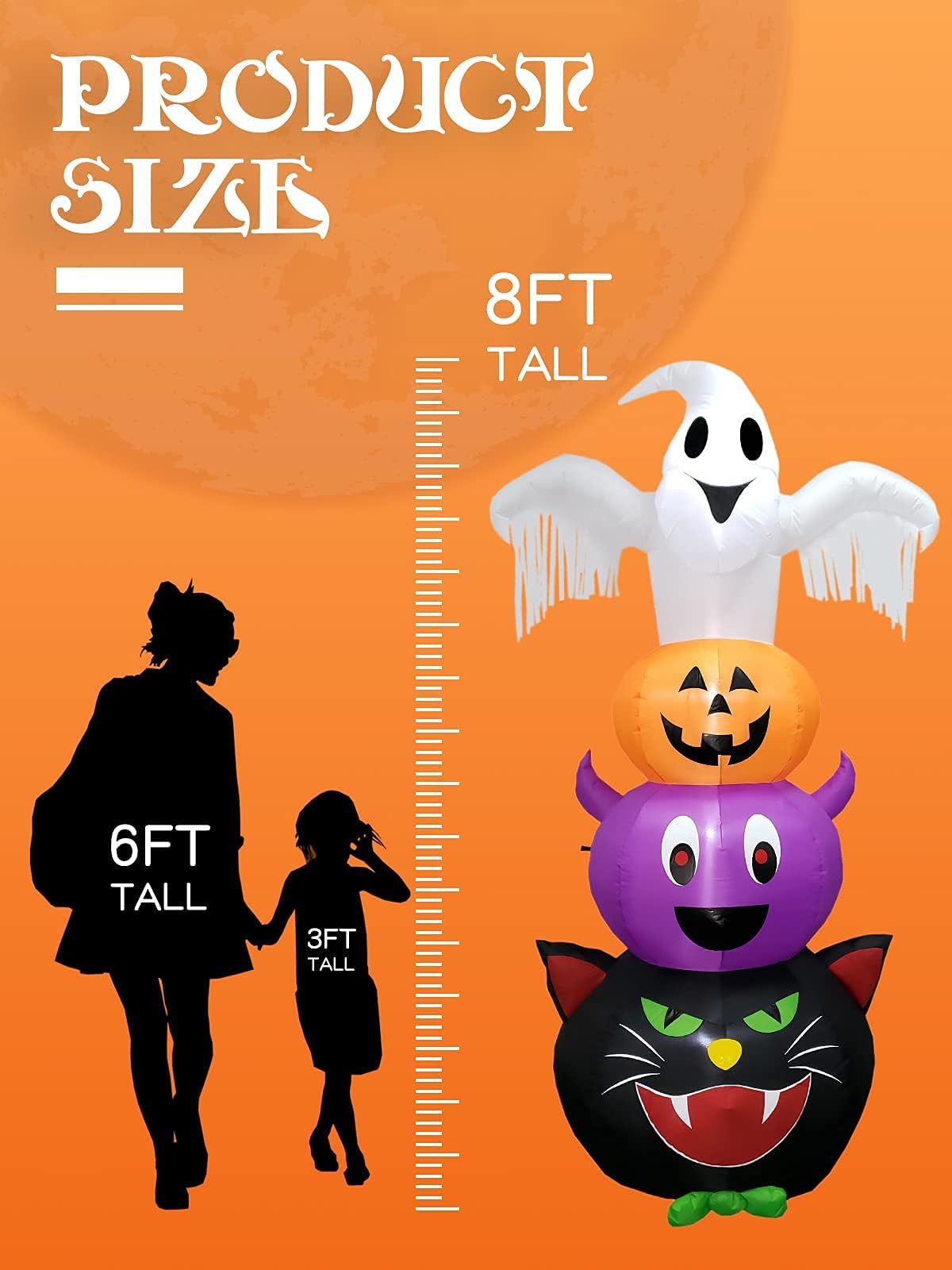 KALOLARY 8FT Pumpkin Halloween Yard Inflatable - size reference
