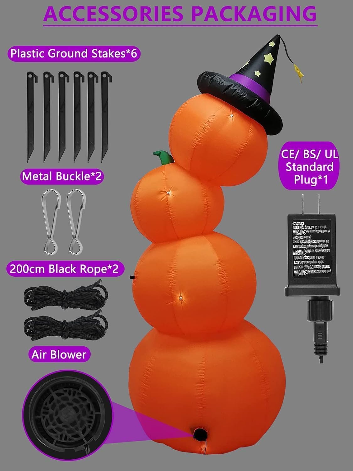 KALOLARY 8FT Pumpkin Halloween Yard Inflatable - size reference