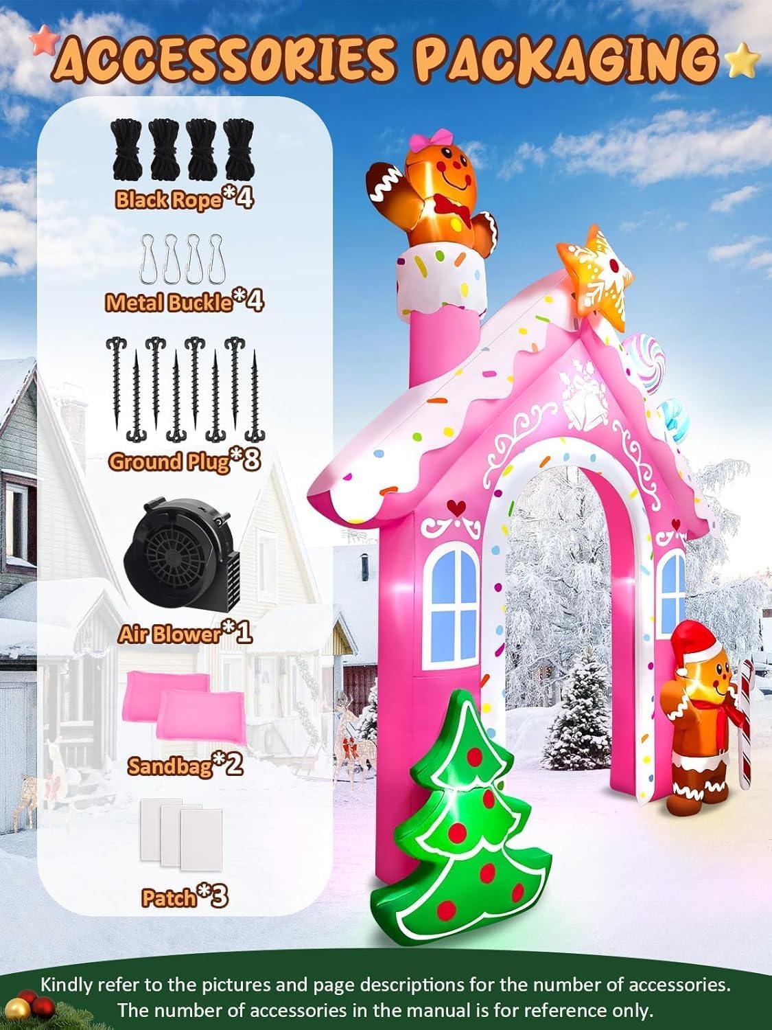 KALOLARY 12FT Gingerbread Man Christmas Inflatable Archway - size reference