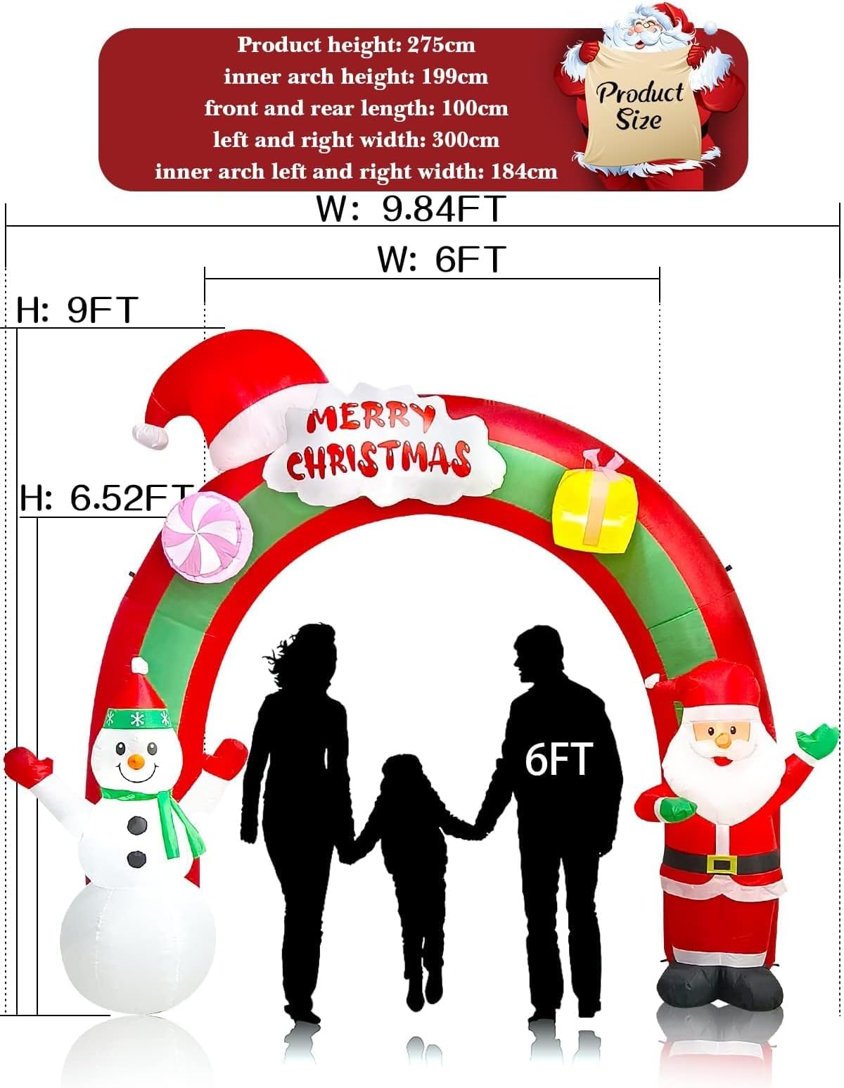 KALOLARY 10FT Snowman Christmas Inflatable Archway - lighted yard display