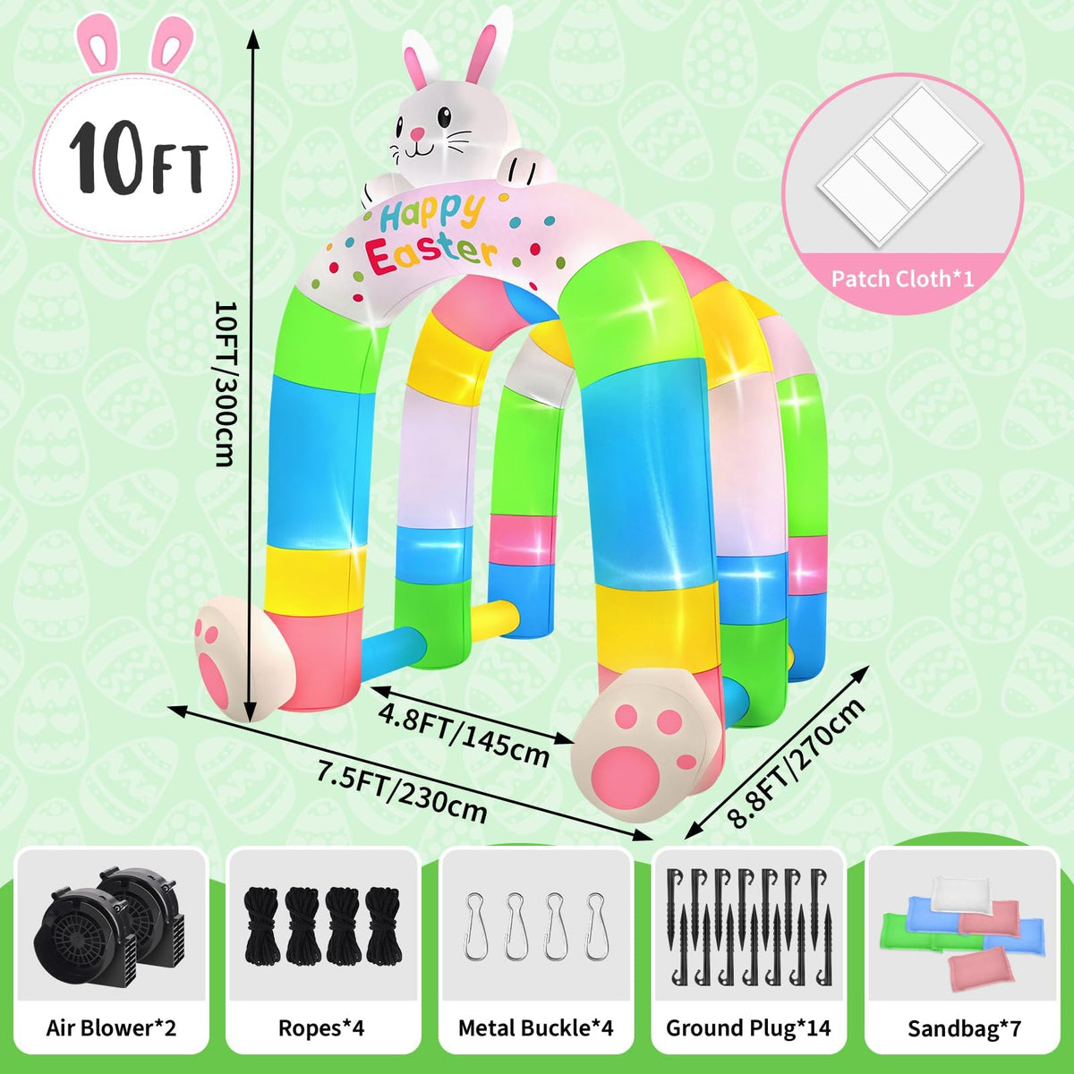 KALOLARY 10FT Easter Holidays Inflatable Archway - size reference