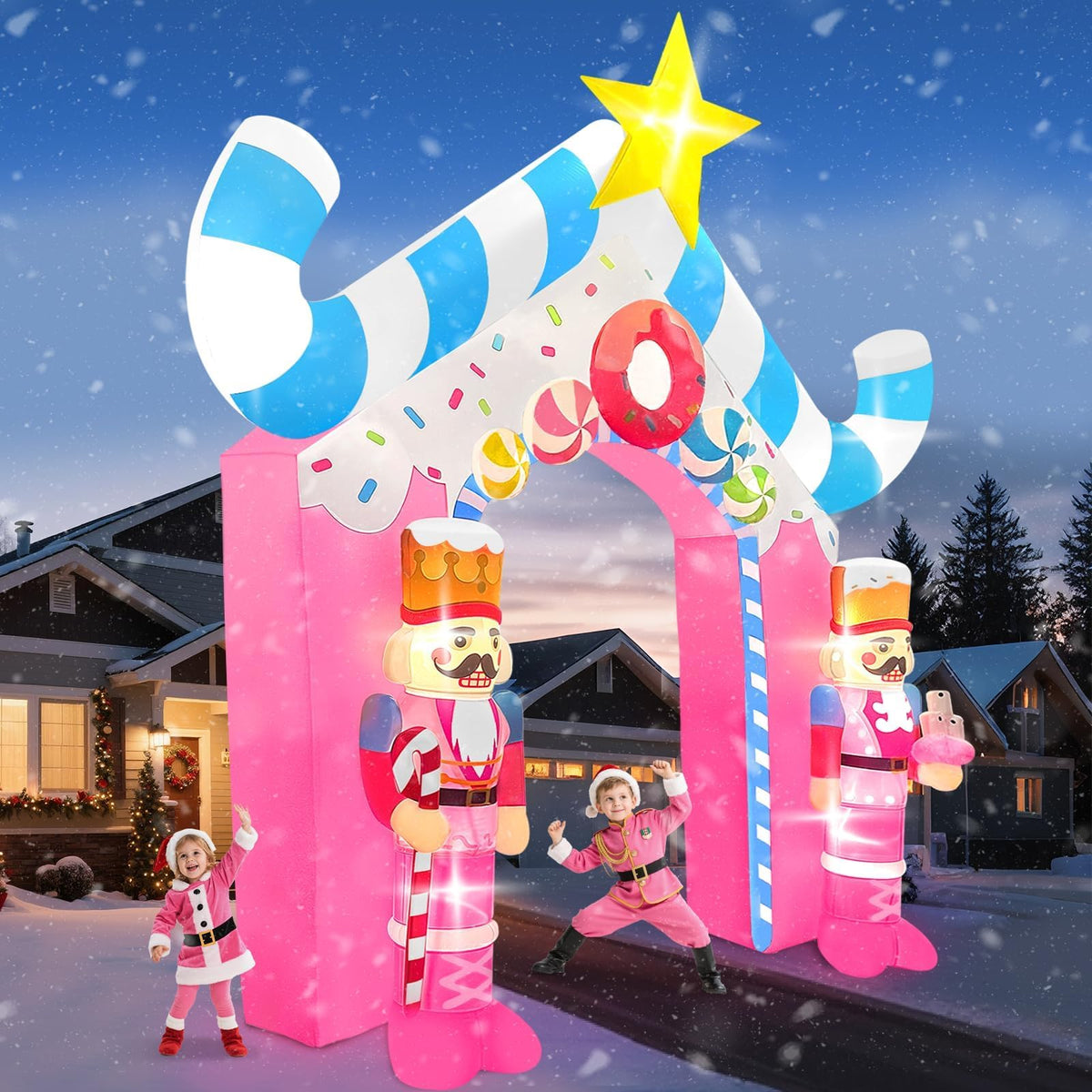 KALOLARY 12FT Archway With Pink Soldier Blow Up For Christmas Inflatable Archway - size reference