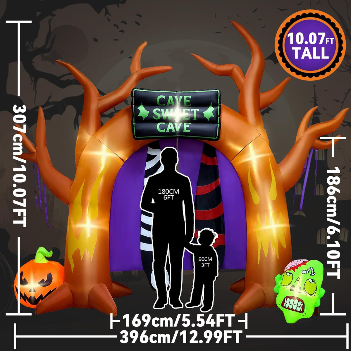 KALOLARY 10FT Pumpkin Halloween Inflatable Archway - detail view