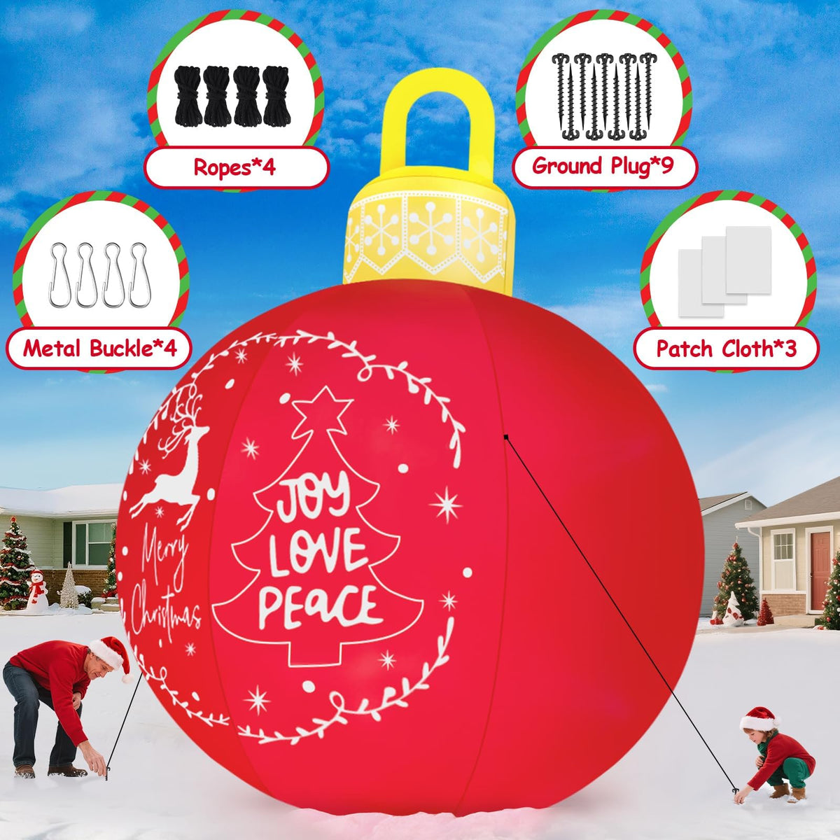 KALOLARY 15FT Giant Merry Bell With Ornaments Ball Blow Christmas Yard Inflatable - outdoor scene