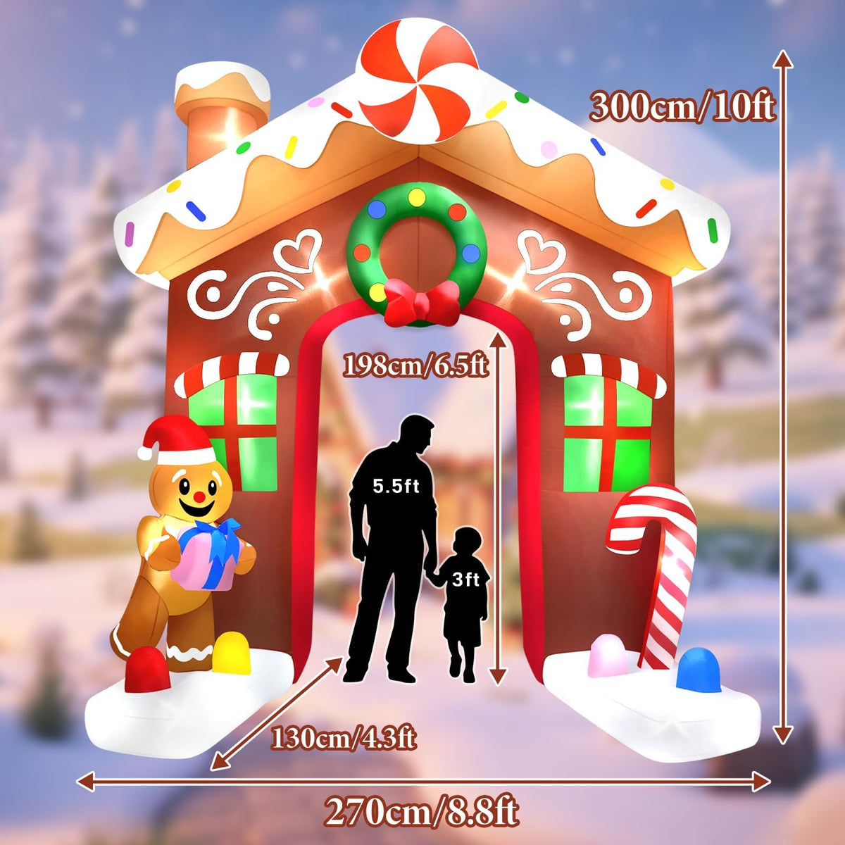 KALOLARY 10FT Gingerbread Man Christmas Inflatable Archway - lighted yard display