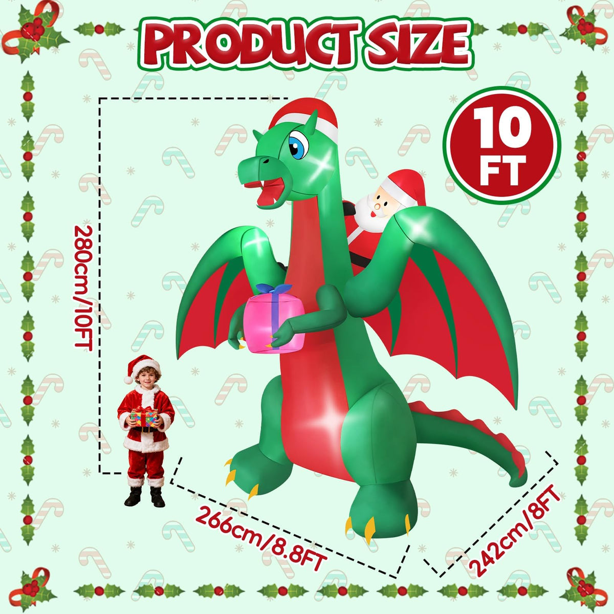 KALOLARY 10FT Santa Christmas Yard Inflatable - lighted yard display
