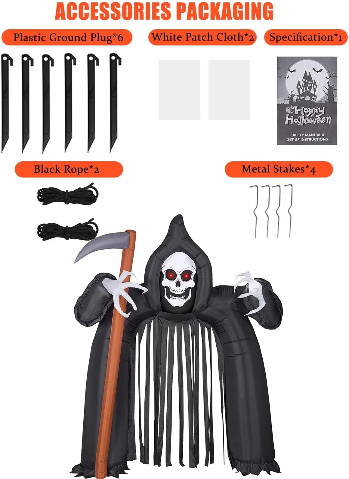 KALOLARY 10FT Ghost Halloween Inflatable Archway - setup and accessories
