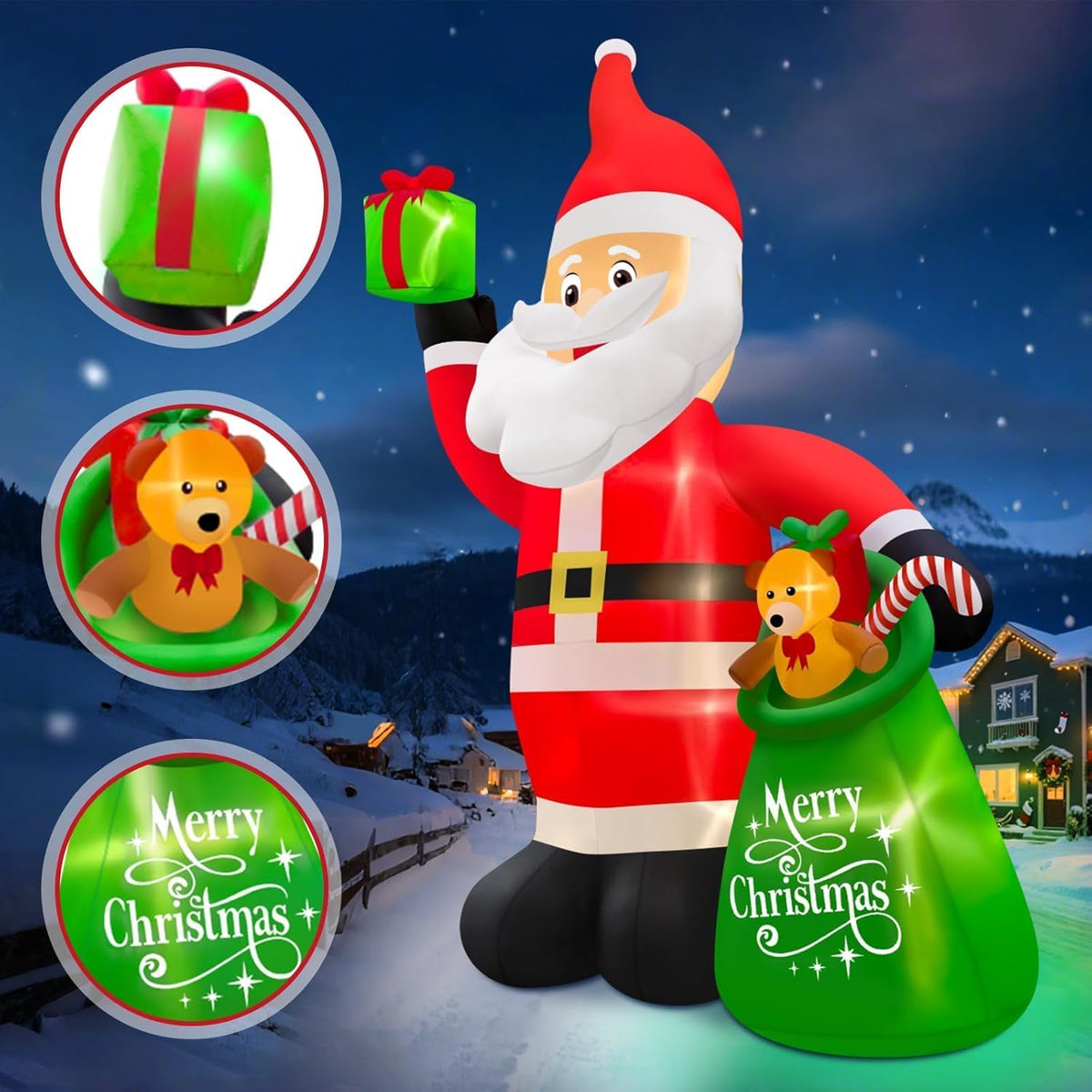 KALOLARY 20FT Santa Christmas Yard Inflatable - detail view