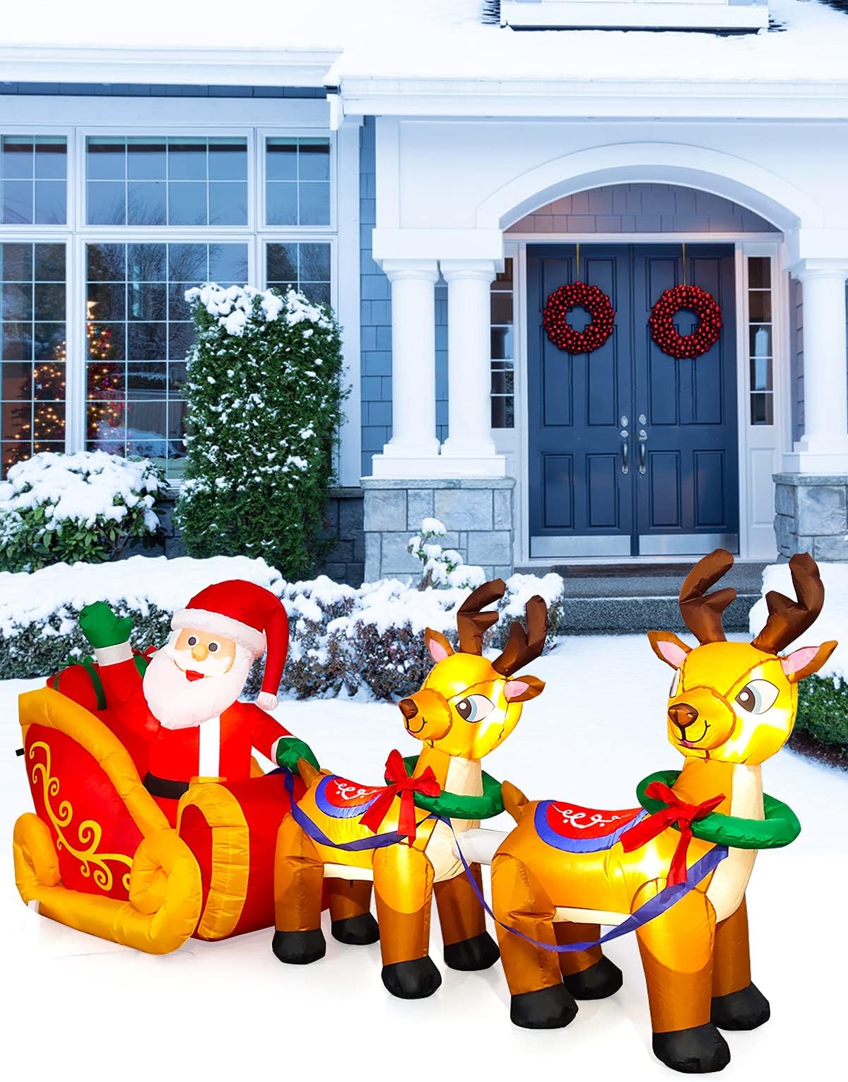 KALOLARY 8FT Santa Christmas Yard Inflatable - outdoor scene