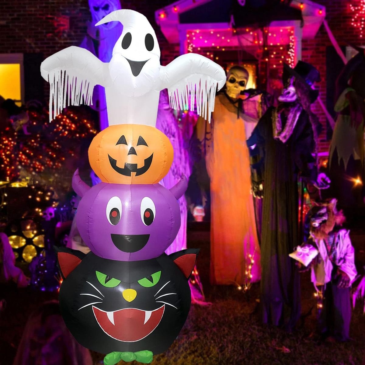 KALOLARY 8FT Pumpkin Halloween Yard Inflatable - package contents