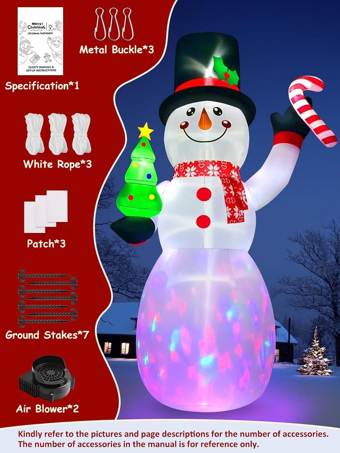 KALOLARY 20FT Snowman Christmas Yard Inflatable - outdoor scene
