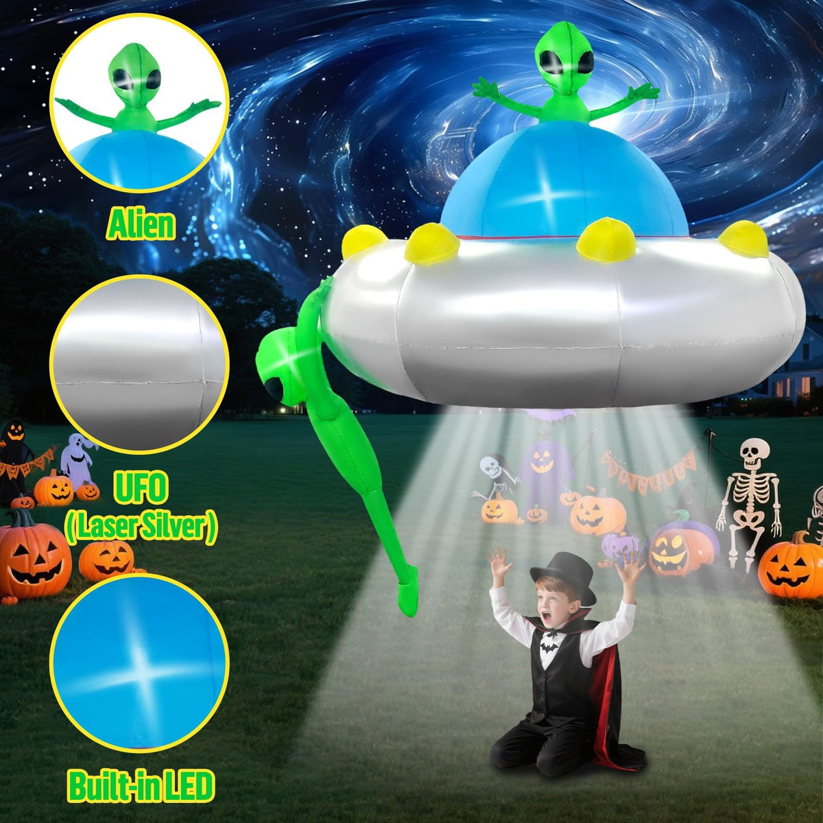 KALOLARY 6FT UFO Alien Halloween Yard Inflatable - outdoor scene