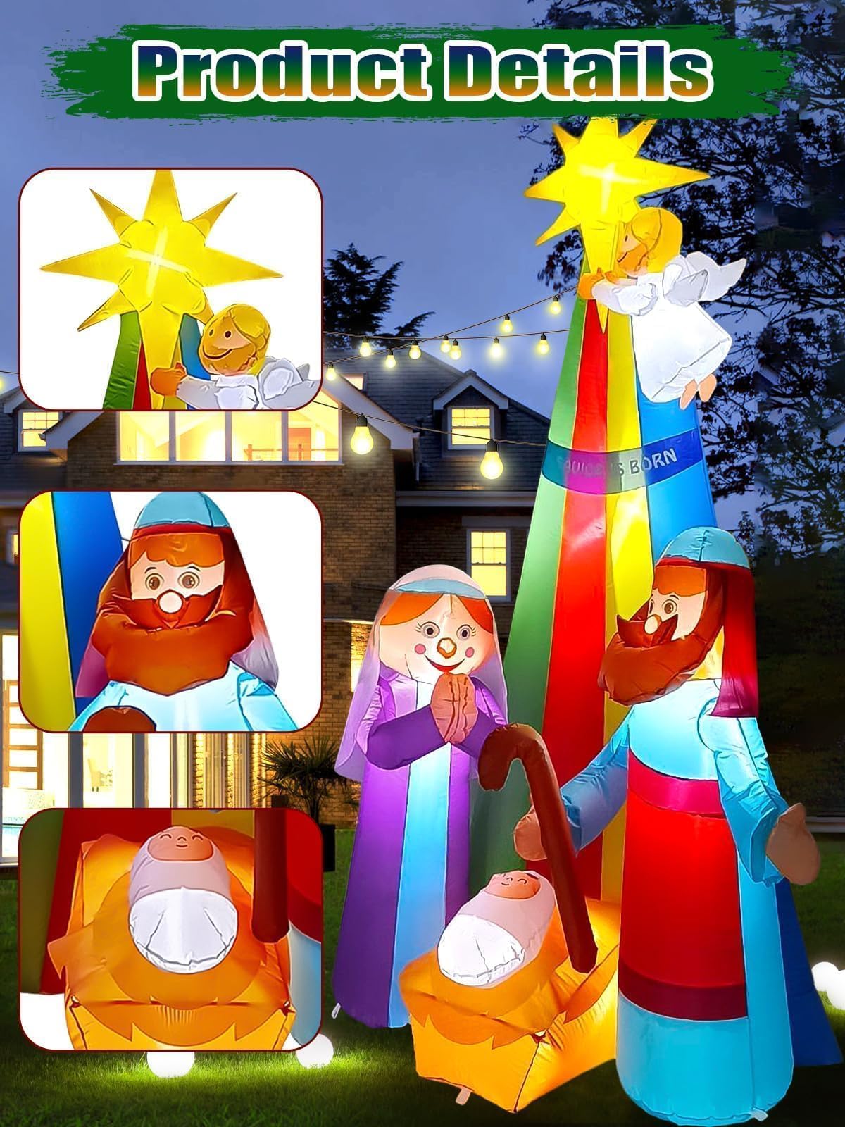 KALOLARY 7FT Nativity Scene Christmas Yard Inflatable - size reference