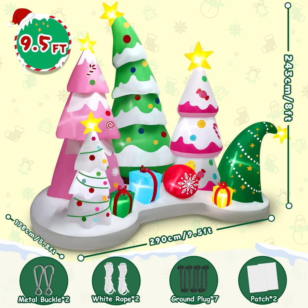 KALOLARY 9FT Tree Set Blow Up Tree For Home Christmas Yard Inflatable - main product view
