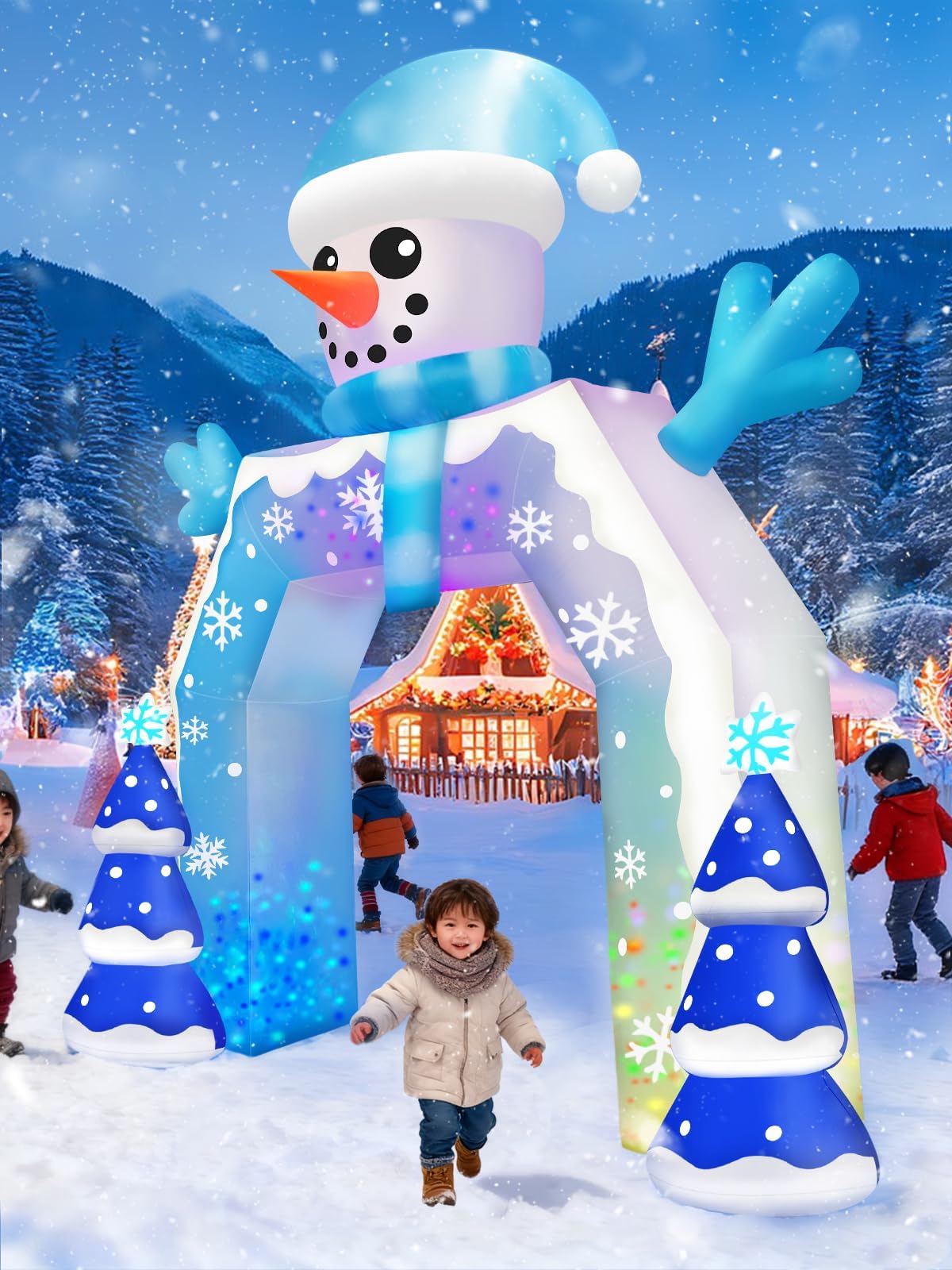 KALOLARY 12FT Snowman Christmas Inflatable Archway - package contents