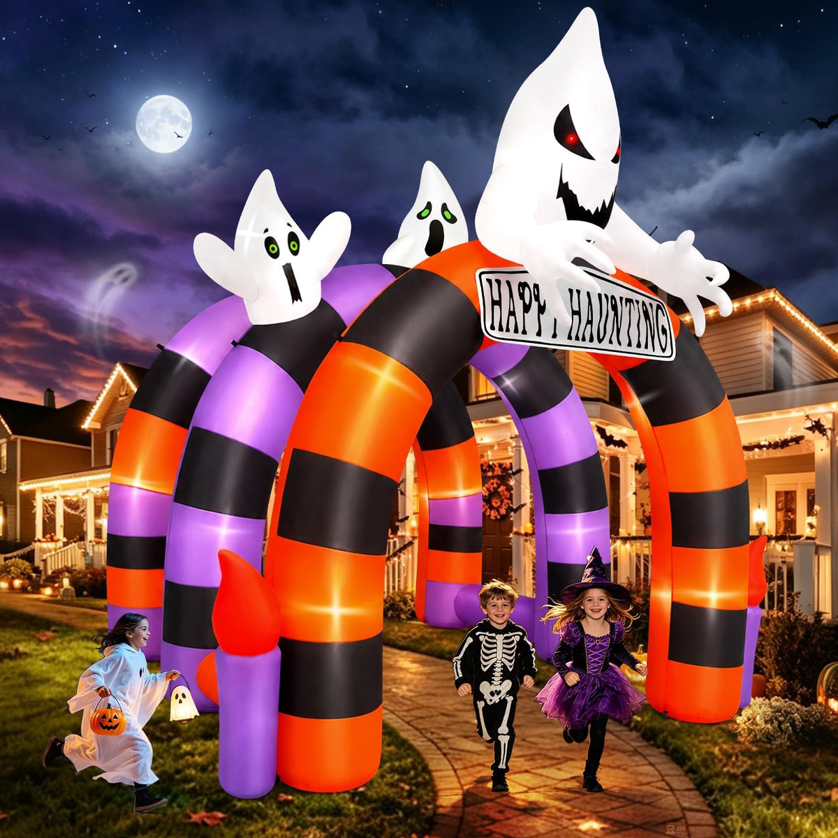 KALOLARY 10FT Ghost Halloween Inflatable Archway - outdoor scene