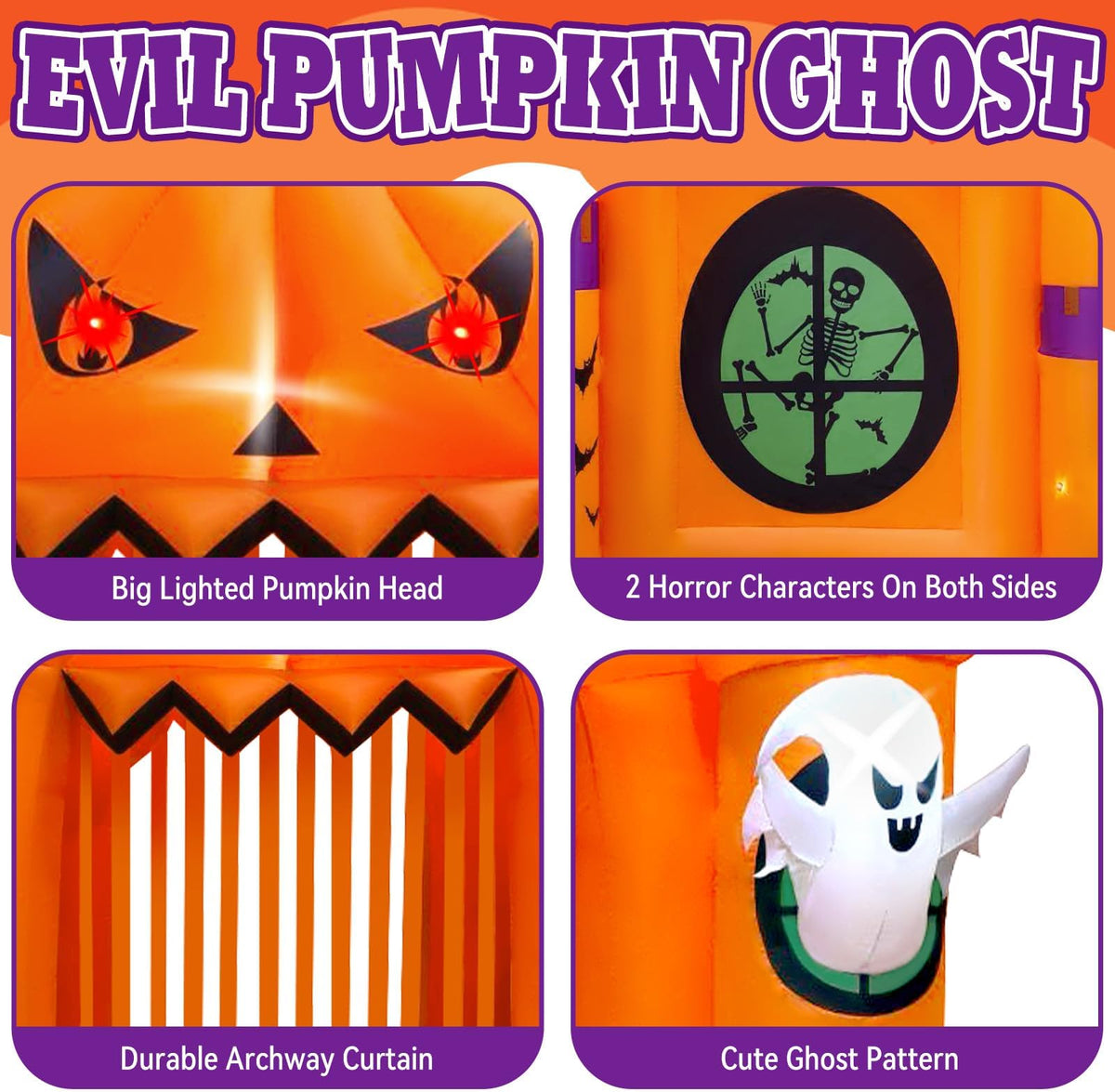 KALOLARY 12FT Pumpkin Halloween Inflatable Archway - outdoor scene