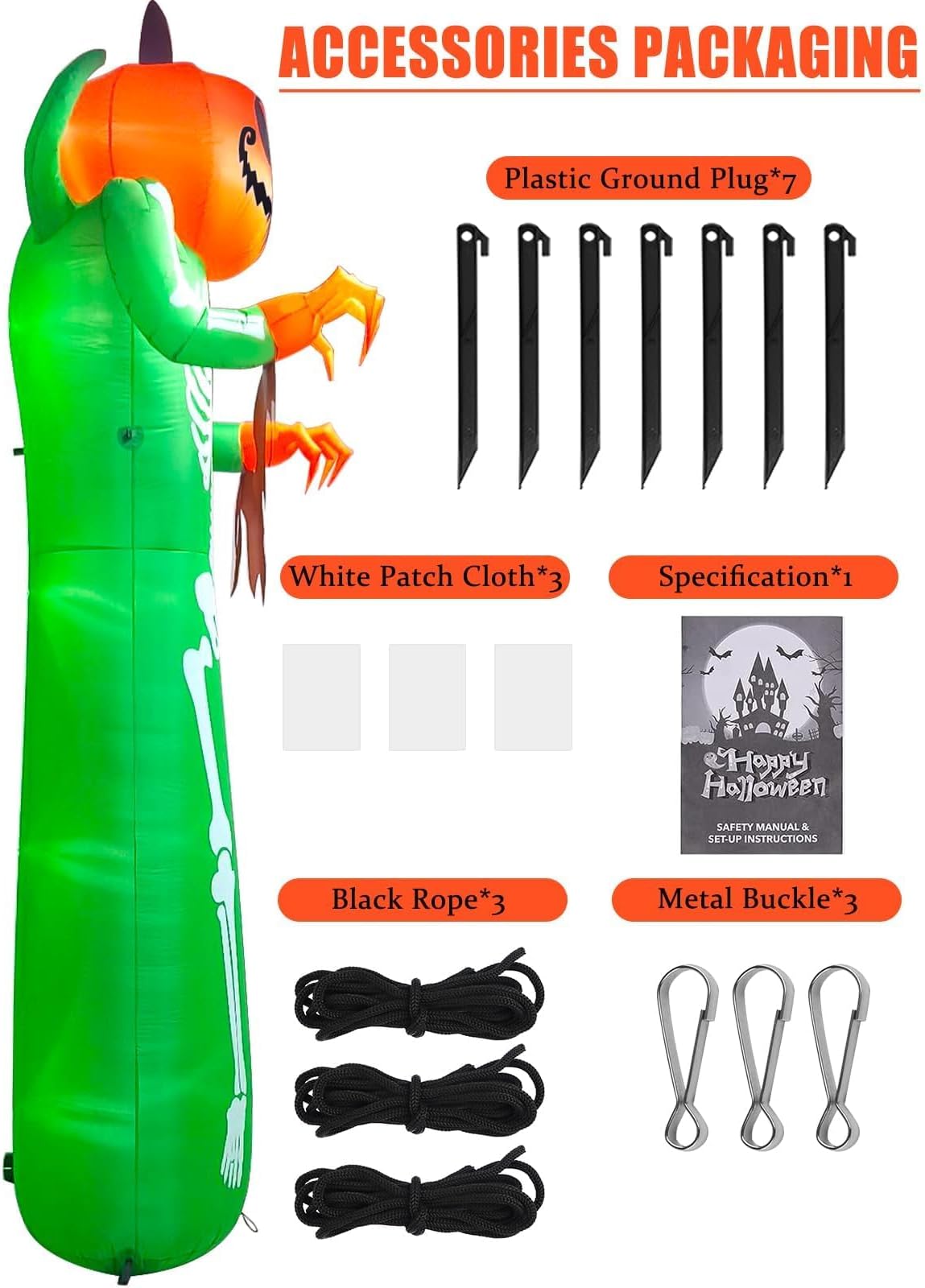 KALOLARY 12FT Pumpkin Halloween Yard Inflatable - size reference
